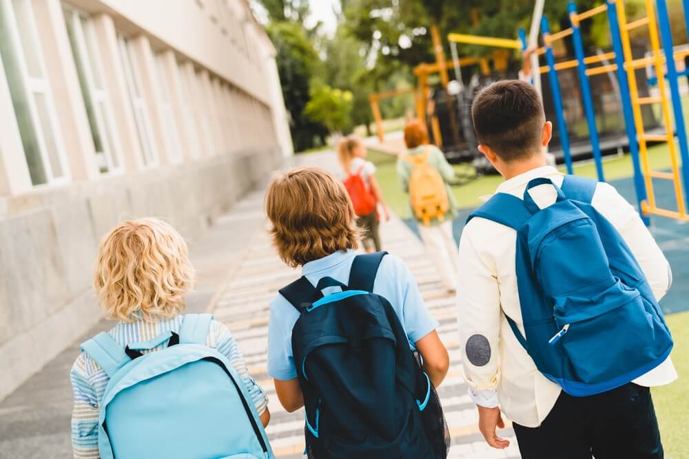 School children walking to school